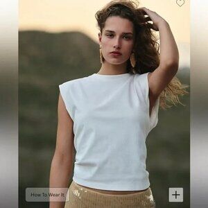 J. Crew Women's Mariner Jersey Muscle Tee White Size Large NWT